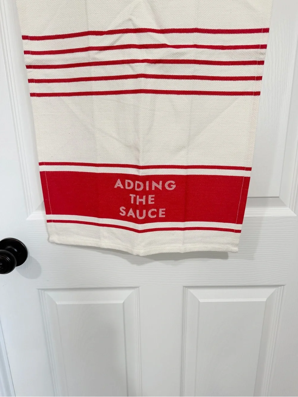 Kate Spade New York Adding the Sauce Red Stripe Cotton Kitchen Hand Towel